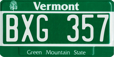 VT license plate BXG357