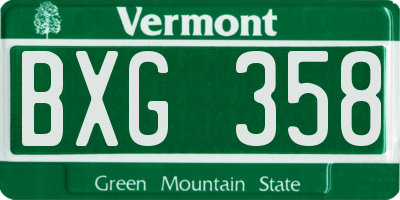 VT license plate BXG358