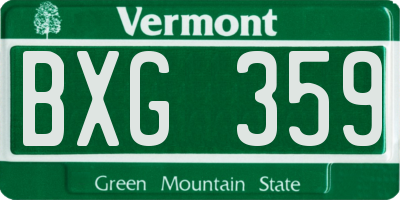 VT license plate BXG359
