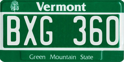 VT license plate BXG360