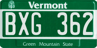 VT license plate BXG362
