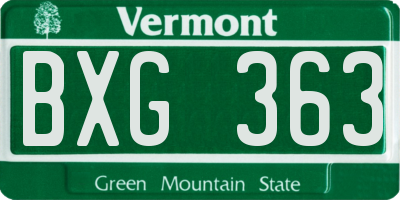 VT license plate BXG363