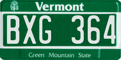 VT license plate BXG364