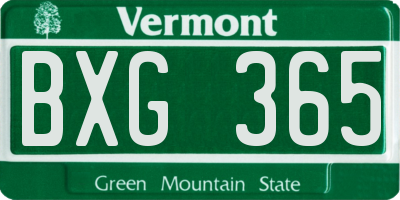 VT license plate BXG365