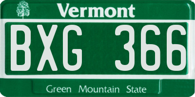 VT license plate BXG366