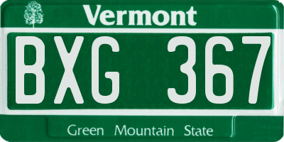 VT license plate BXG367
