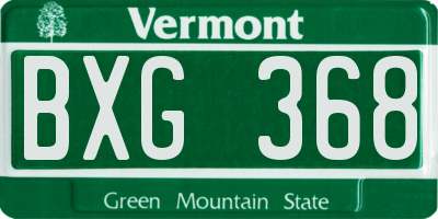 VT license plate BXG368