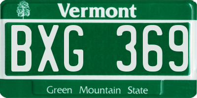 VT license plate BXG369