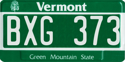 VT license plate BXG373
