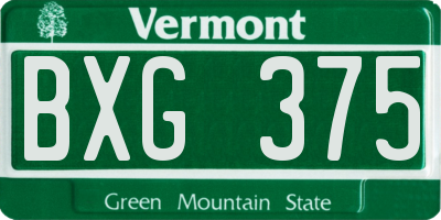 VT license plate BXG375