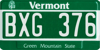 VT license plate BXG376
