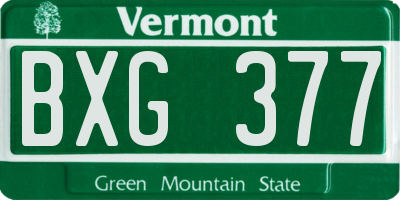 VT license plate BXG377