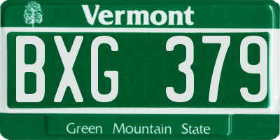 VT license plate BXG379