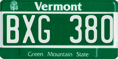 VT license plate BXG380
