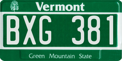 VT license plate BXG381