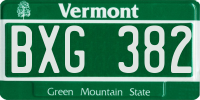 VT license plate BXG382