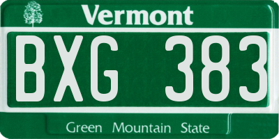 VT license plate BXG383