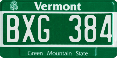 VT license plate BXG384
