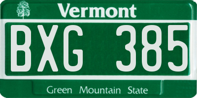 VT license plate BXG385