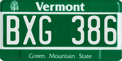 VT license plate BXG386
