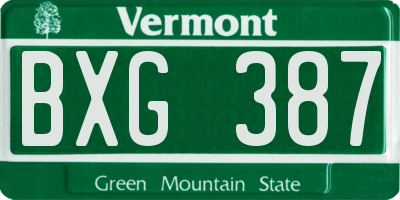 VT license plate BXG387