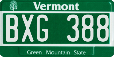 VT license plate BXG388