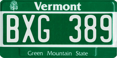 VT license plate BXG389