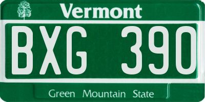 VT license plate BXG390