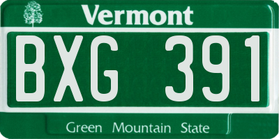 VT license plate BXG391