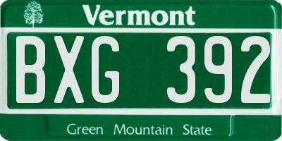 VT license plate BXG392