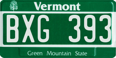 VT license plate BXG393