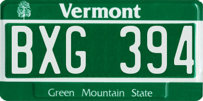 VT license plate BXG394