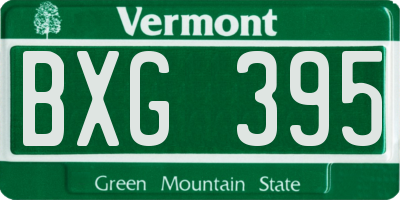 VT license plate BXG395