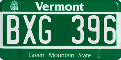 VT license plate BXG396