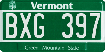 VT license plate BXG397