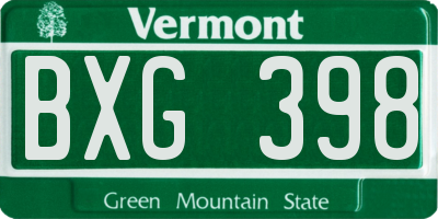VT license plate BXG398