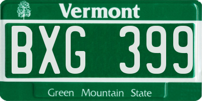 VT license plate BXG399