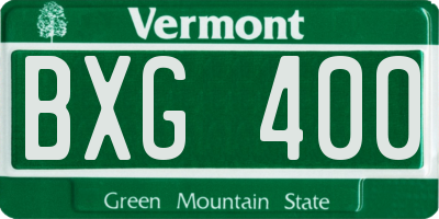 VT license plate BXG400