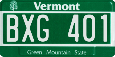 VT license plate BXG401