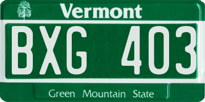 VT license plate BXG403