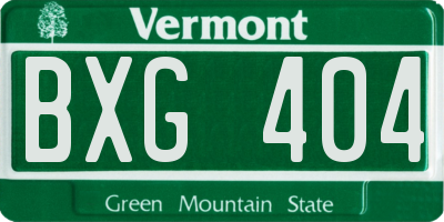 VT license plate BXG404