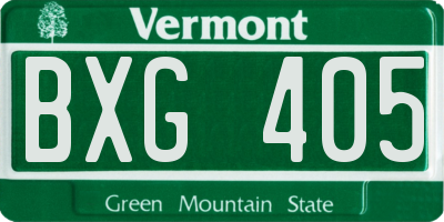 VT license plate BXG405