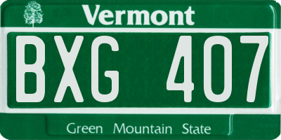 VT license plate BXG407