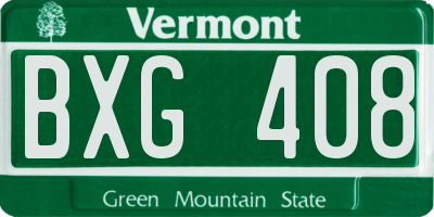 VT license plate BXG408