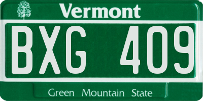 VT license plate BXG409