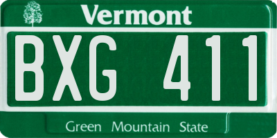 VT license plate BXG411