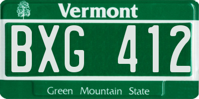 VT license plate BXG412