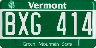VT license plate BXG414