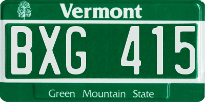 VT license plate BXG415