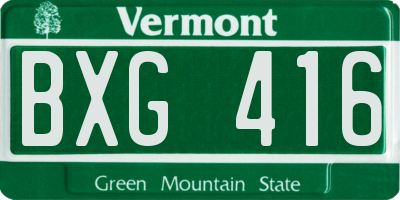 VT license plate BXG416
